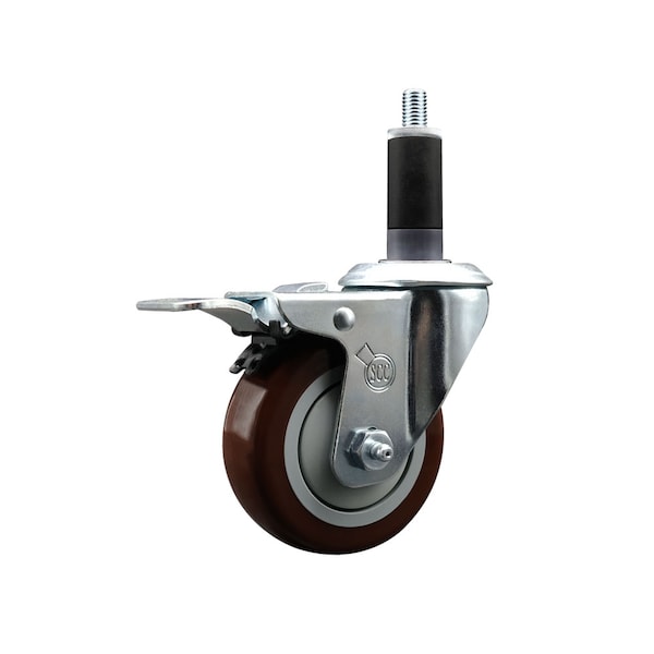 3.5'' Maroon Poly Swivel 1-1/2'' Expanding Stem Caster Total Lock Brake